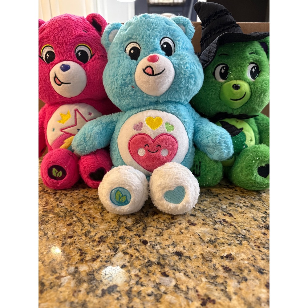 Care Bears Plush Bundle Pink Superstar Blue Love-a-Lot Green Witch Good Luck 13"